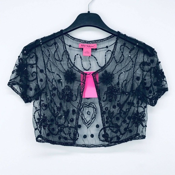Betsey Johnson Sweaters - Betsey Johnson S/M Cardigan Thin Sheer Mesh Floral